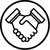 Shake hand line art logo